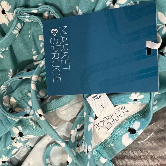 Market & Spruce Floral Painted Daisy Strappy Dress Blue Size Large NWT - Picture 9 of 11